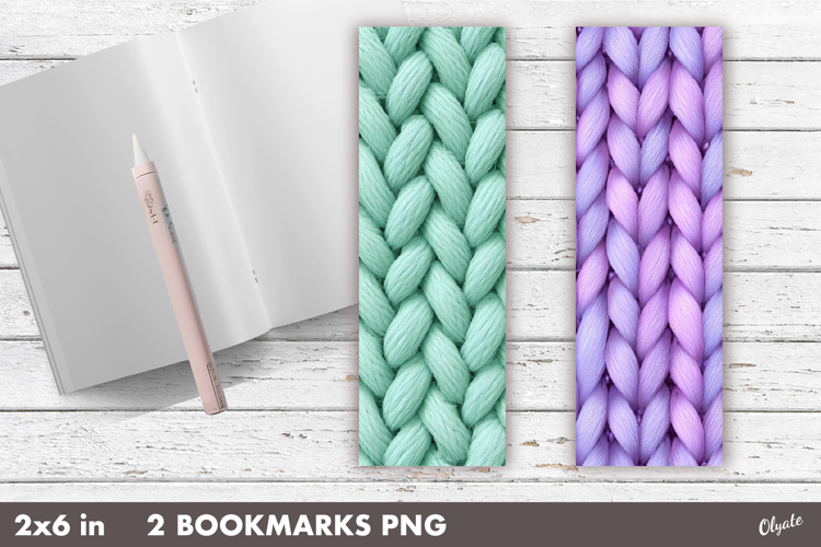 Faux Yarn Bookmark PNG. Knitting Bookmark Sublimation