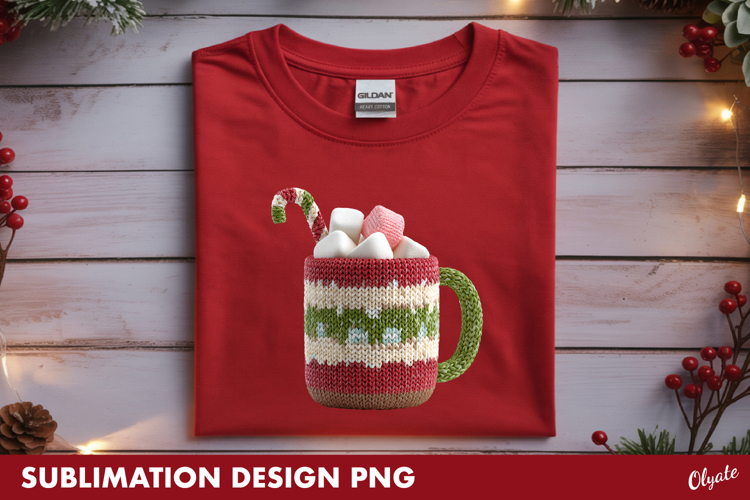 Crochet Hot Cocoa, Christmas Tshirt Sublimation Design