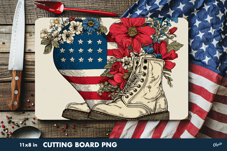 Retro Veterans Day PNG, Cutting Board Sublimation PNG