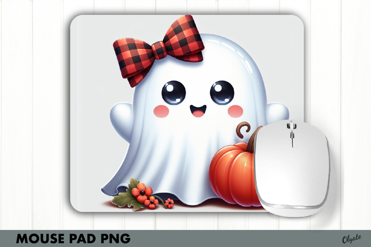 Halloween Mouse Pad Sublimation PNG. Cute Ghost PNG