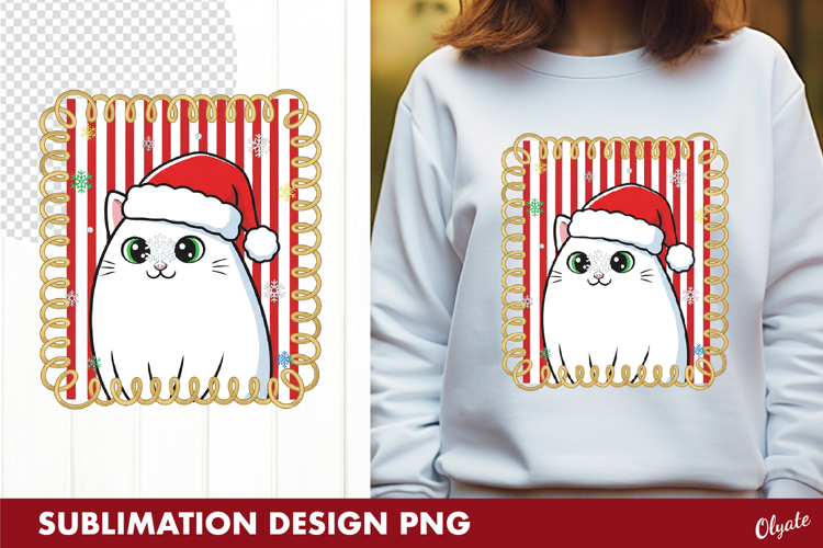 Funny Cat Christmas Sublimation PNG, Tshirt Design PNG
