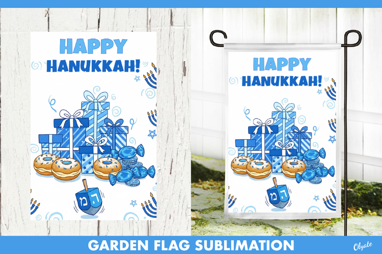 Hanukkah Garden Flag PNG, Happy Hanukkah Sublimation