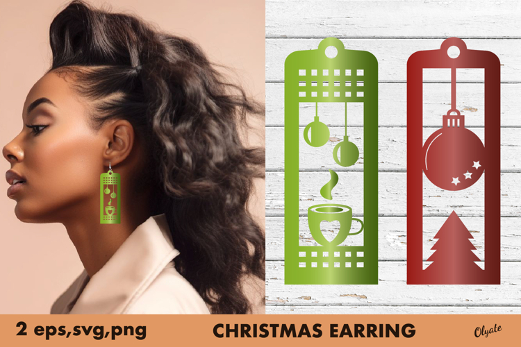 Christmas Earring Laser Cut Files SVG, PNG, EPS