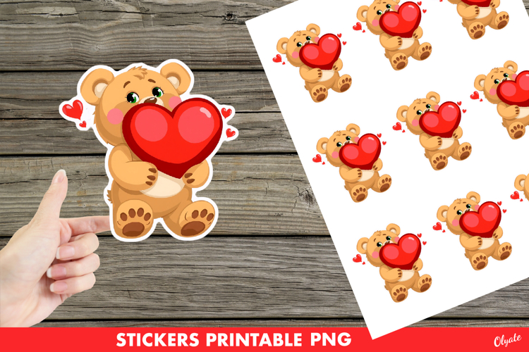 Cute Lovely Bear with Heart Sticker PNG