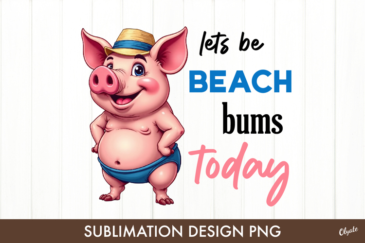 Beach Sublimation Design. Funny Piggy PNG