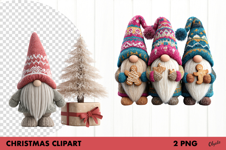 Winter Knitted Gnomes Clipart PNG