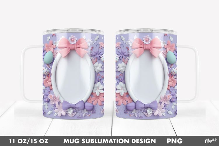 Easter Frame Mug Sublimation Wrap, Mug 11 OZ, 15 OZ