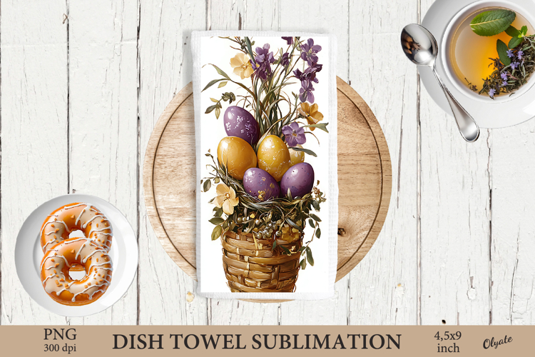Easter Egg Dish Towel Sublimation, Watercolor Easter PNG