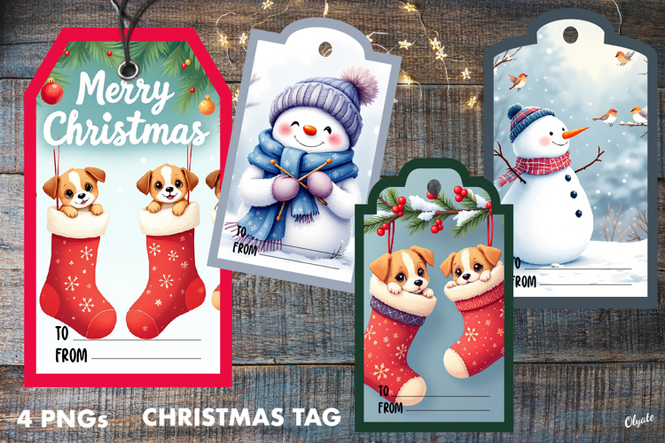 Christmas Gift Tags PNG. Gift Tag Sublimation PNG