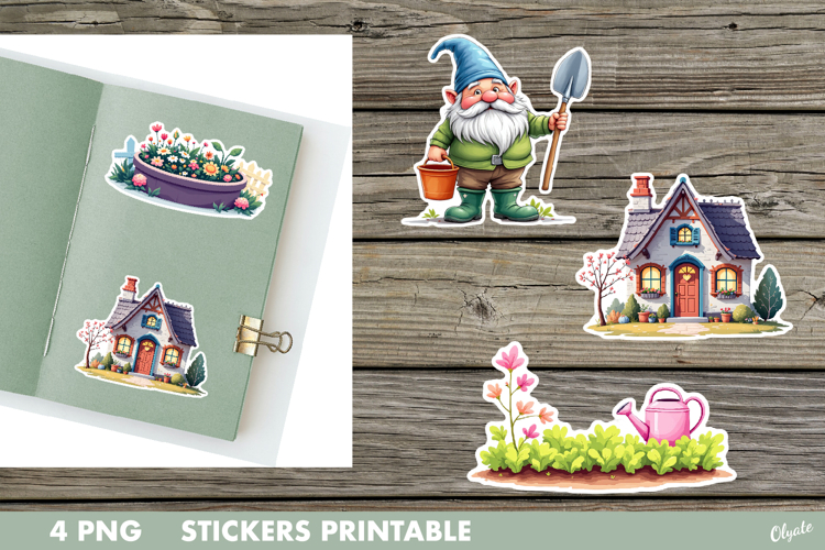 Spring Garden Stickers PNG. Spring Sticker Printable PNG