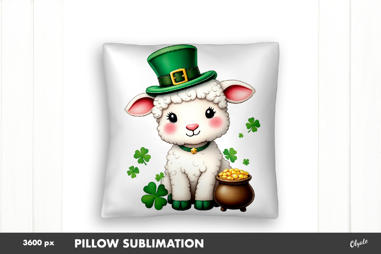 St Patrick’s Day Pillow Sublimation, Patricks Baby Lamb PNG