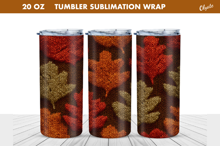 Cozy Fall Crochet Tumbler Wrap. Knitting Leaves Tumbler