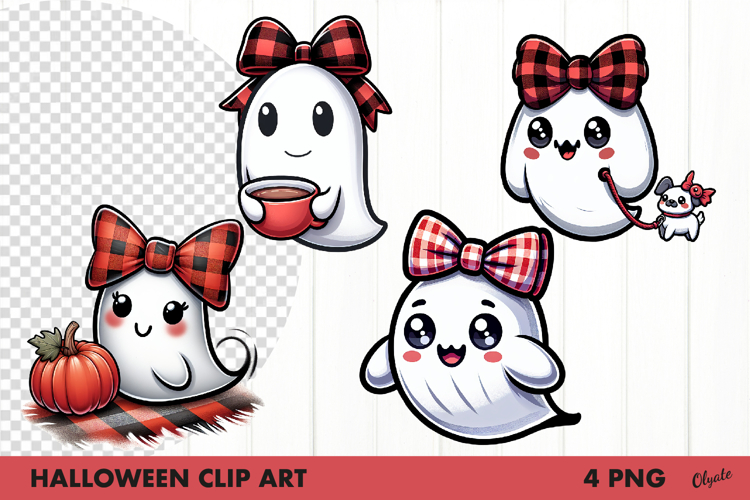 Cute Ghost Clipart PNG. Halloween Clip Art Sublimation