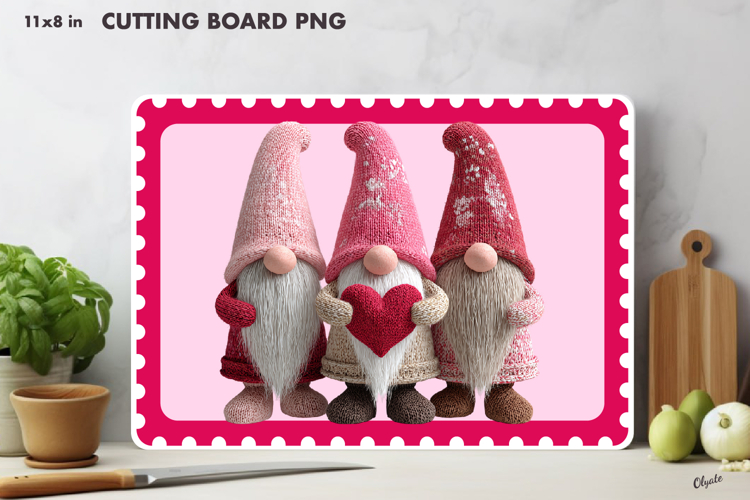 Pink Valentine Gnomes Cutting Board Sublimation