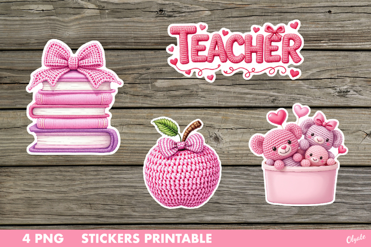 Yarn Valentine Stickers PNG. Teacher Sticker PNG