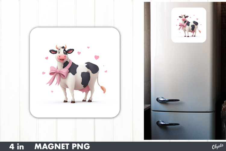 Funny Cow Magnet Sublimation, Valentine Magnet PNG