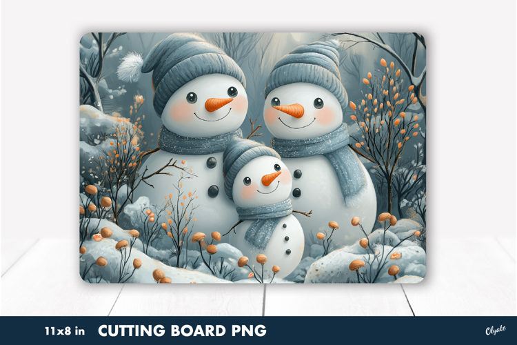 Cute Family Snowman PNG. Kitchen Cutting Board PNG