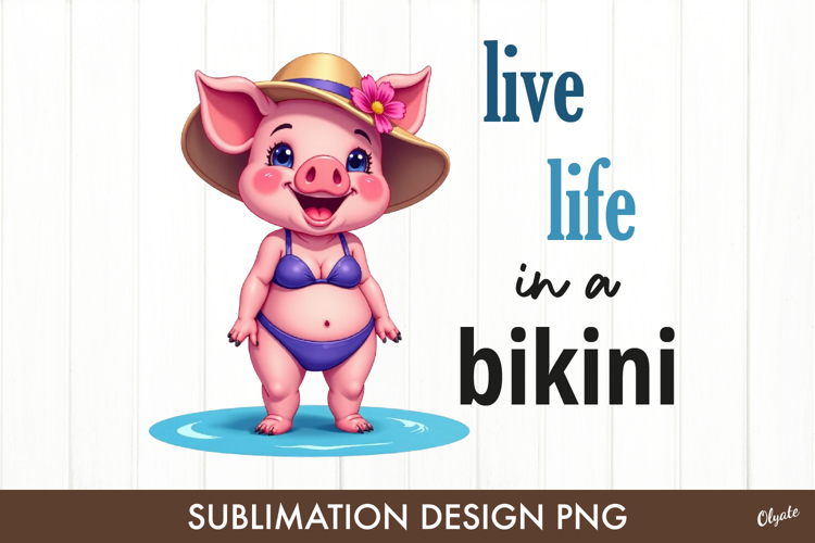 Beach Sublimation Design. Funny Piggy PNG