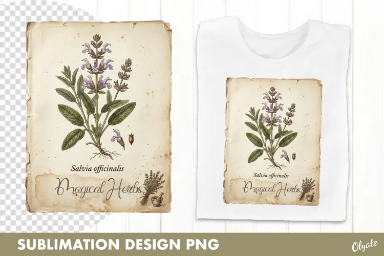 Witch’s Garden, Herbarium. Vintage Botanical Illustration