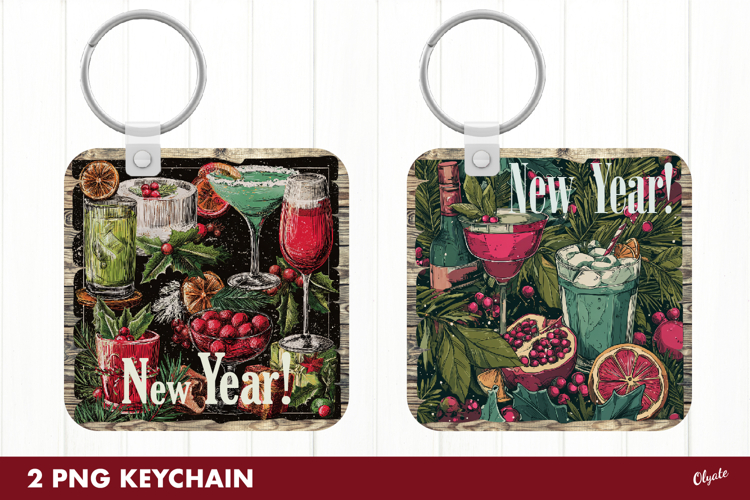New Year Keychain PNG, New Year Sublimation