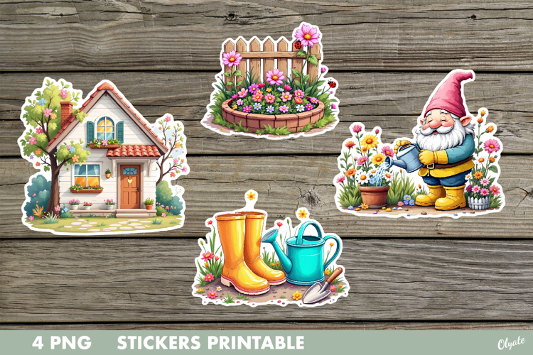 Spring Garden Stickers PNG. Spring Sticker Printable PNG