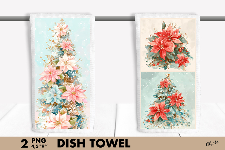 Watercolor Christmas Tree Dish Towel Sublimation