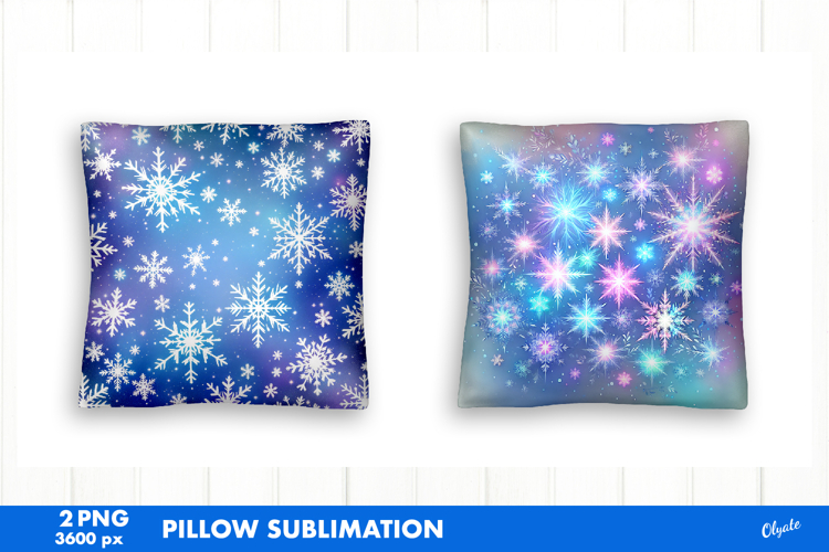 Iridescent Christmas Pillow PNG. Snowflakes Sublimation