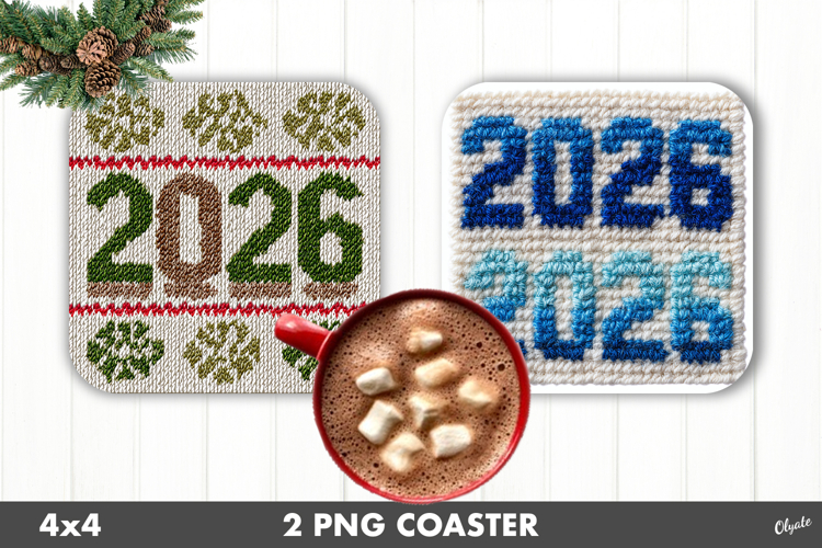 2026 Coaster PNG, Latch Hook Yarn Coaster PNG