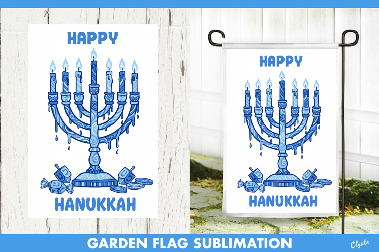 Hanukkah Garden Flag PNG, Happy Hanukkah Sublimation