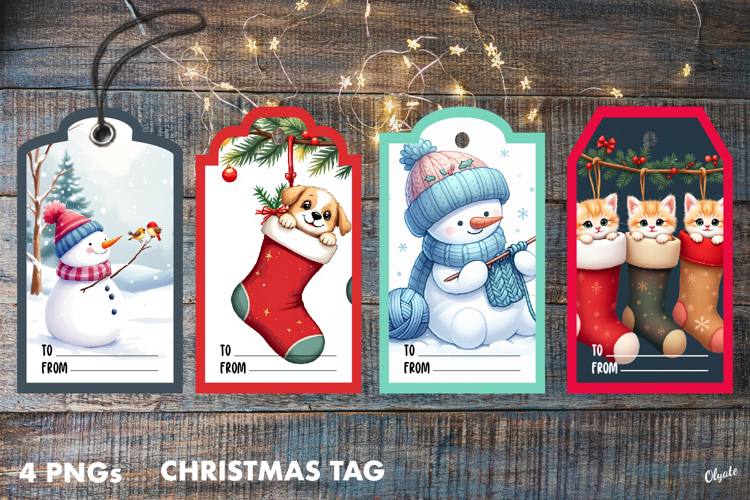 Christmas Gift Tags PNG. Gift Tag Sublimation PNG