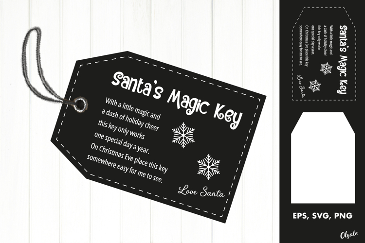 Santa’s Magic Key, Black and White EPS, SVG, PNG