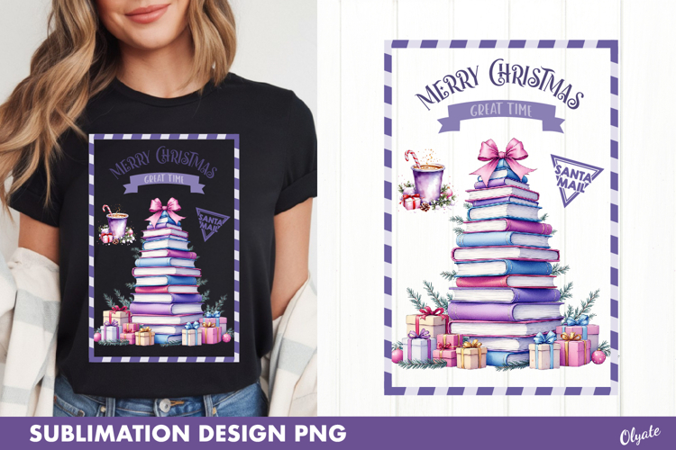 Lilac Christmas Post Stamp Sublimation PNG, Tshirt Design