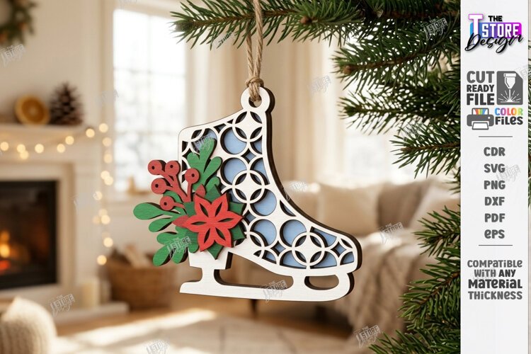 3D Layered Christmas Ornament Laser Cut | Christmas Decor example image 1