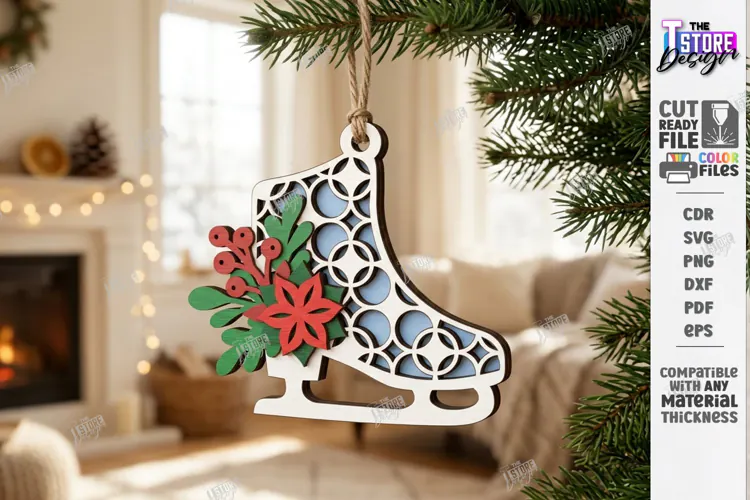 3D Layered Christmas Ornament Laser Cut | Christmas Decor