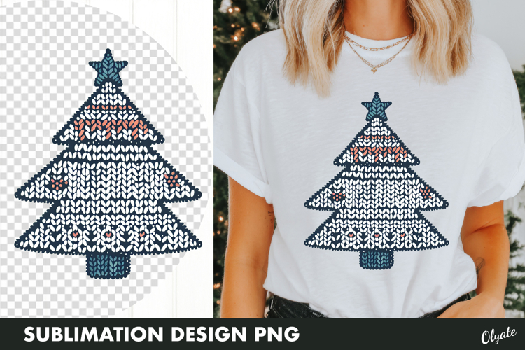 Knitting Christmas Tree Sublimation PNG. Christmas Tshirt