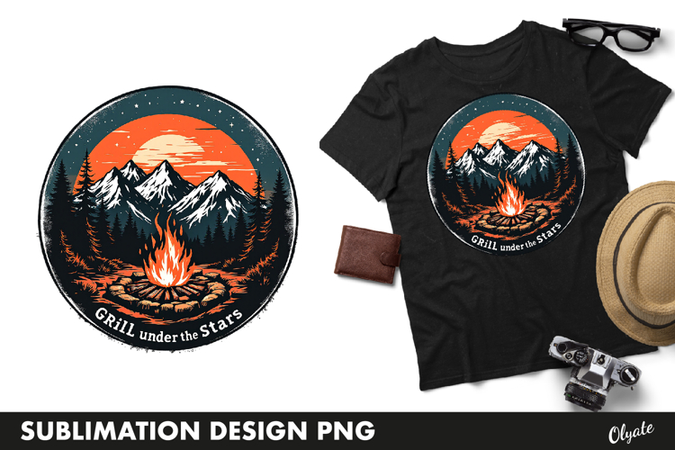 Mountains Forest Round Sublimation PNG