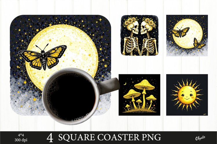 Black Magical Coaster PNG. Black and Gold Coaster PNG example image 1