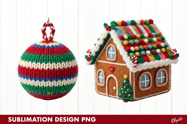 Crochet gingerbread House, Christmas Ornament PNG example image 1