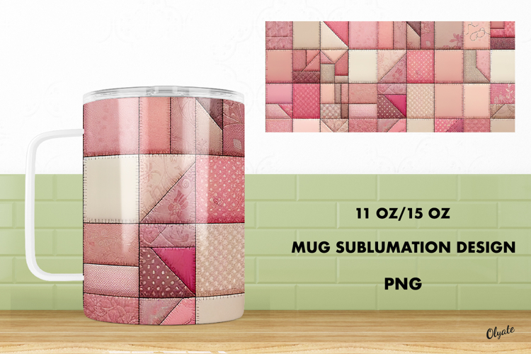 Patchwork Mug Sublimation. 11 OZ, 15 OZ Mug Wrap