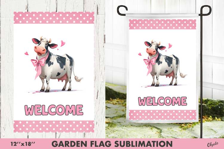 Funny Valentine Cow Garden Flag PNG
