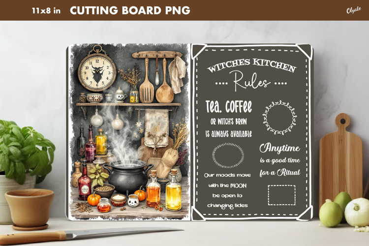 Witch Rules, Halloween Cutting Board Design PNG