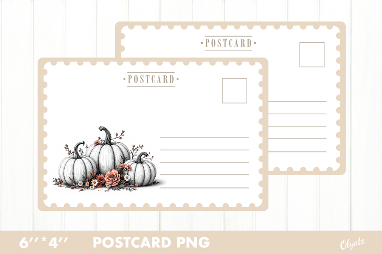 Autumn Card PNG. Pumpkin Postcard PNG