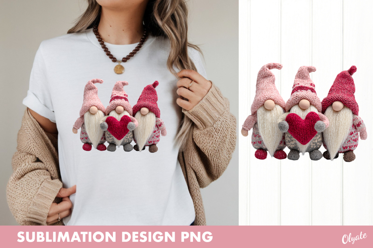 Pink Gnome Sublimation, Valentine Gnome Sublimation