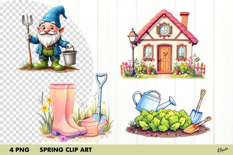 Spring Garden Clipart PNG, Cozy Spring Sublimation