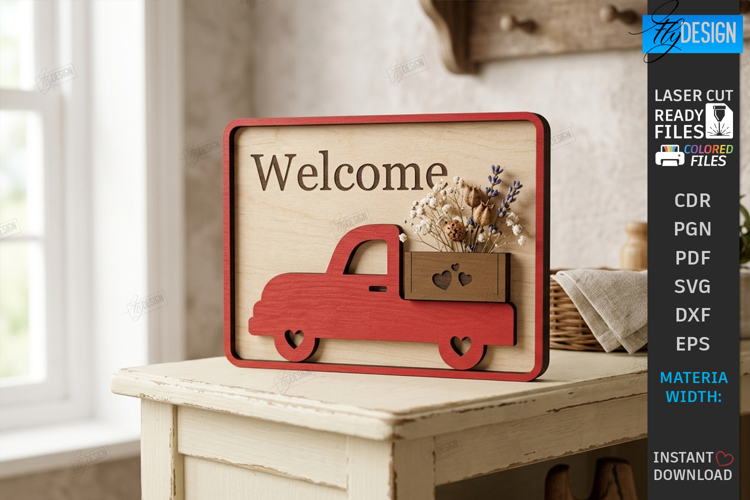 Miniature Welcome Sign Plaque Laser Cut | 3D Layered Decor