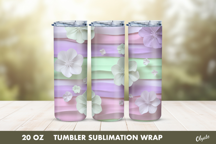 Flower Tumbler Wrap PNG, 20 OZ Tumbler Sublimation PNG