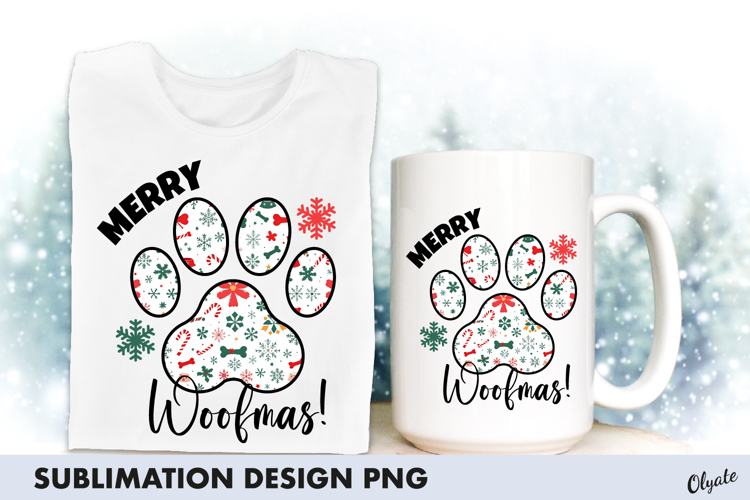 Merry Woofmas, Dog Christmas Sublimation PNG