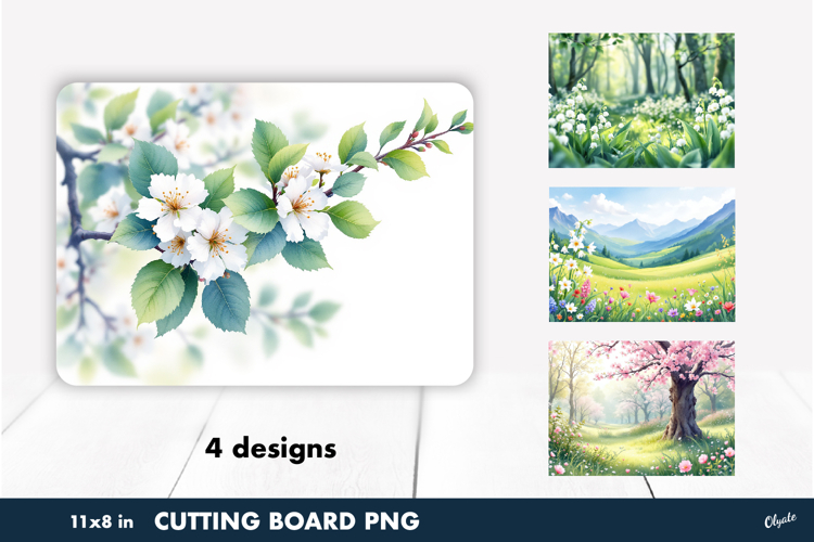 Spring Landscape Cutting Board PNG