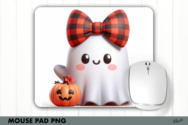 Halloween Mouse Pad Sublimation PNG. Cute Ghost PNG