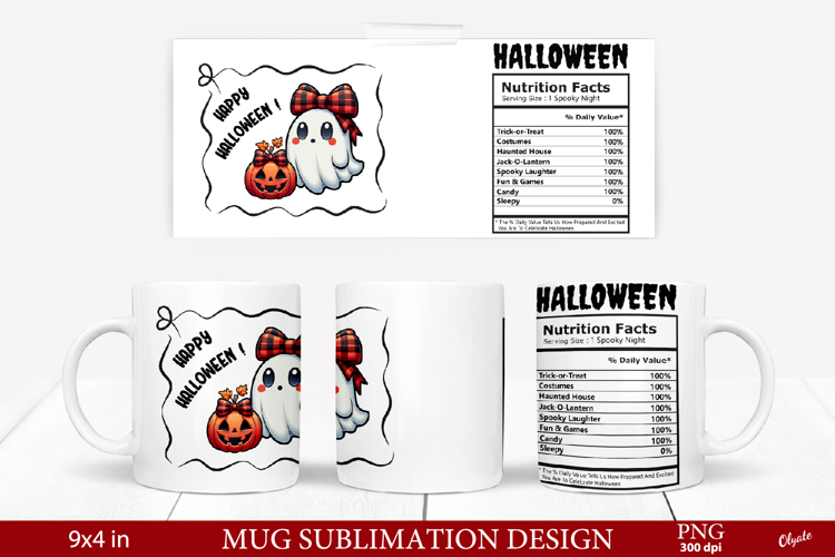 Mug Ghost Sublimation PNG. Halloween Mug PNG